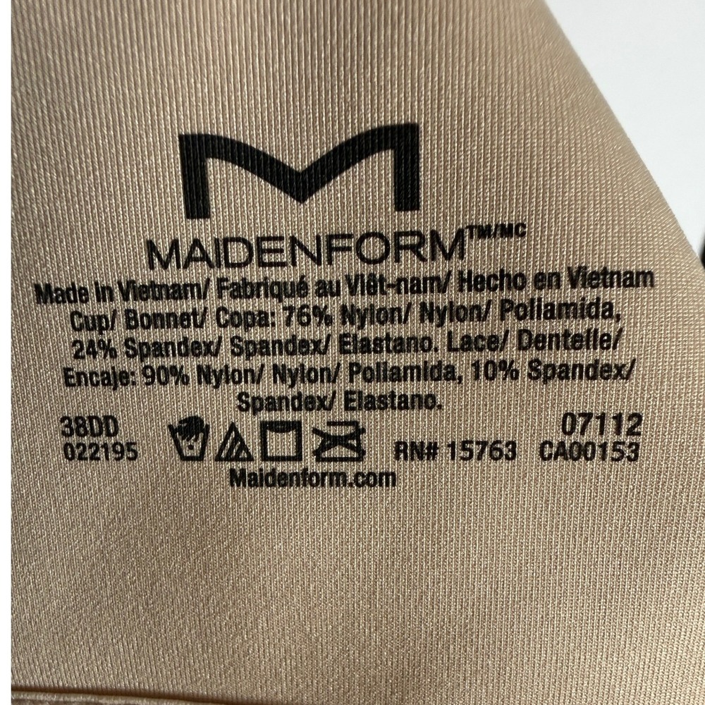 Maidenform New 38DD 07112 Front Close One Fab Fit Xtra Coverage T-Back Bra Beige - Picture 5 of 9
